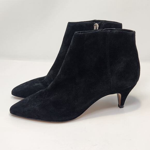 Sam Edelman Women Kinzey Black Suede Ankle Boot Bootie Size 7 M Kitten Heel Zip - Picture 4 of 9